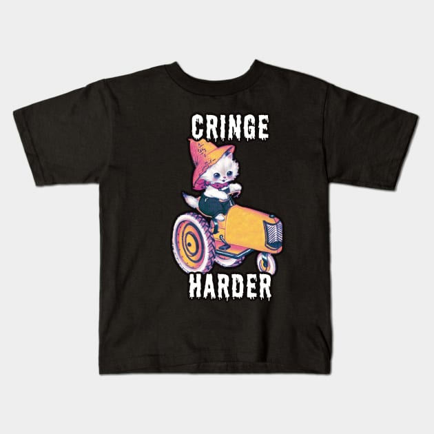 Cringe Harder Kitten Kids T-Shirt by Hard Cringe